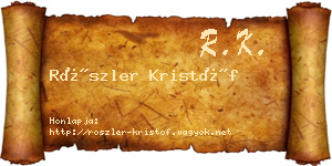 Röszler Kristóf névjegykártya